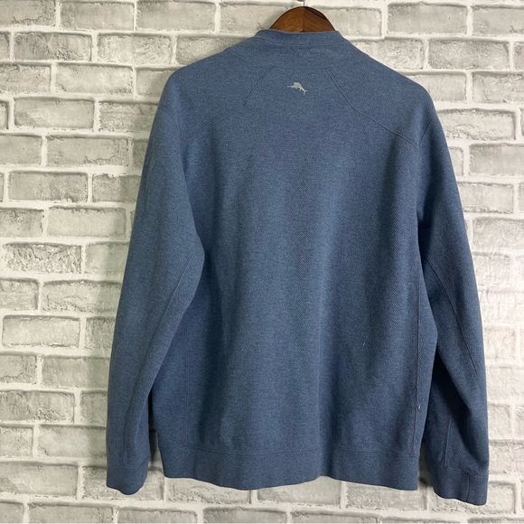 Tommy Bahama Reversible Full Zip Light Blue Neutral Sweater Jacket Sz XL - Picture 6 of 6